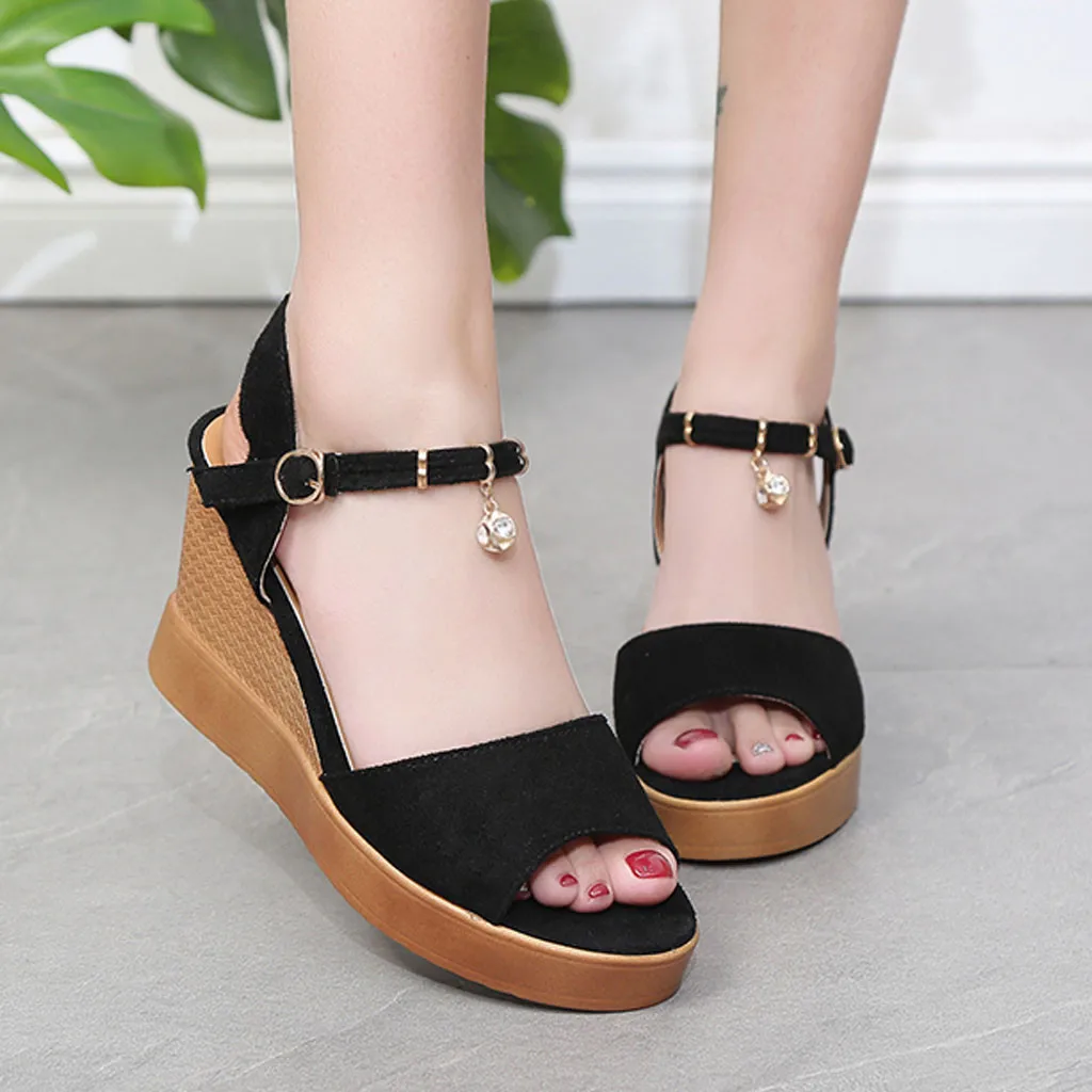 Women' Sandals Wedges Shoes Sexy High Quality Outside Summer Ladies Shoes Pearl Thick Bottom Belt Buckle Roman Sandals
Women' Sandals Wedges Shoes Sexy High Quality Outside Summer Ladies Shoes Pearl Thick Bottom Belt Buckle Roman Sandals