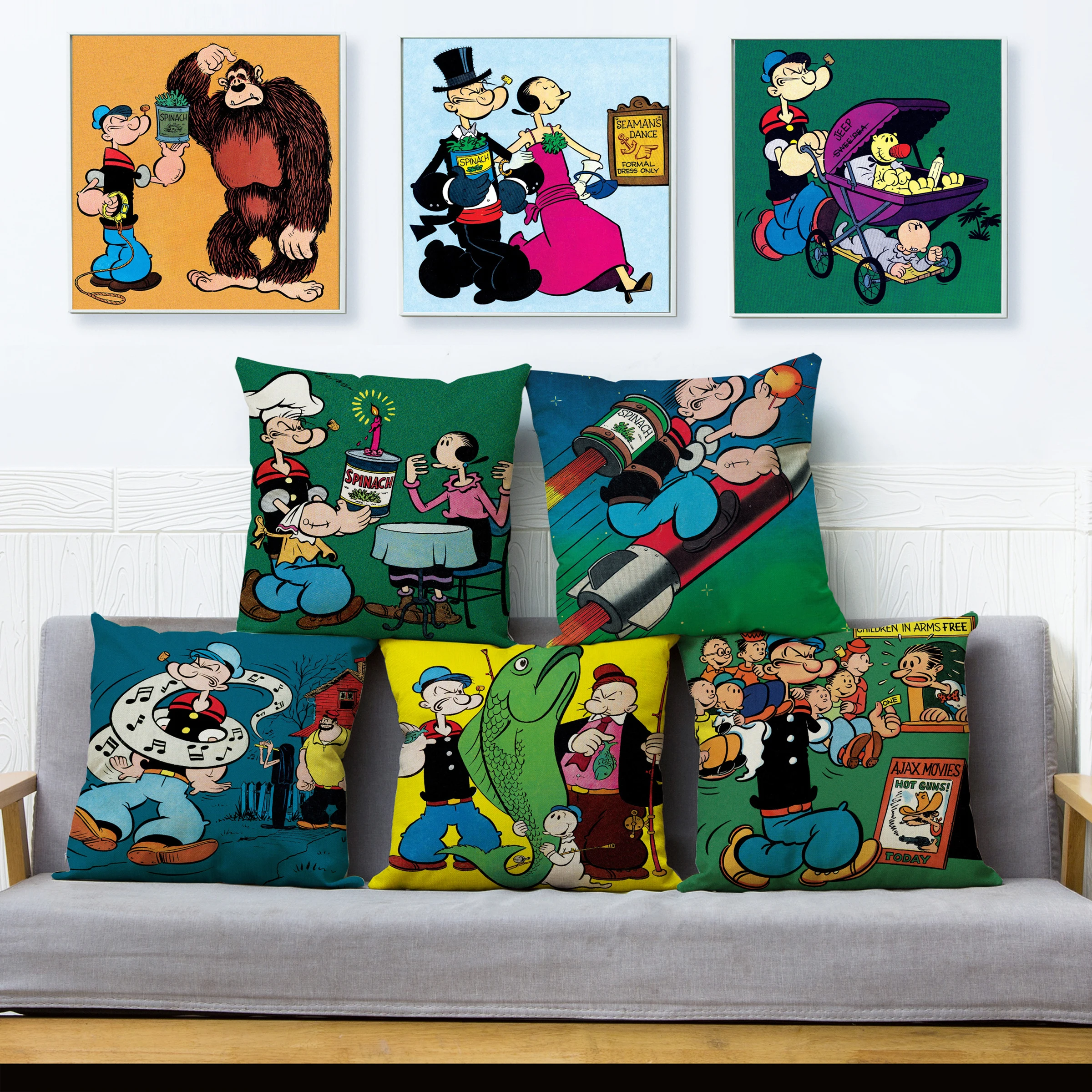 Classic Cartoon Popeye Print Cushion Cover Strong Sailor Pattern Pillowcase Kid Gift Sofa Home Decor Linen Pillows Cases
Classic Cartoon Popeye Print Cushion Cover Strong Sailor Pattern Pillowcase Kid Gift Sofa Home Decor Linen Pillows Cases