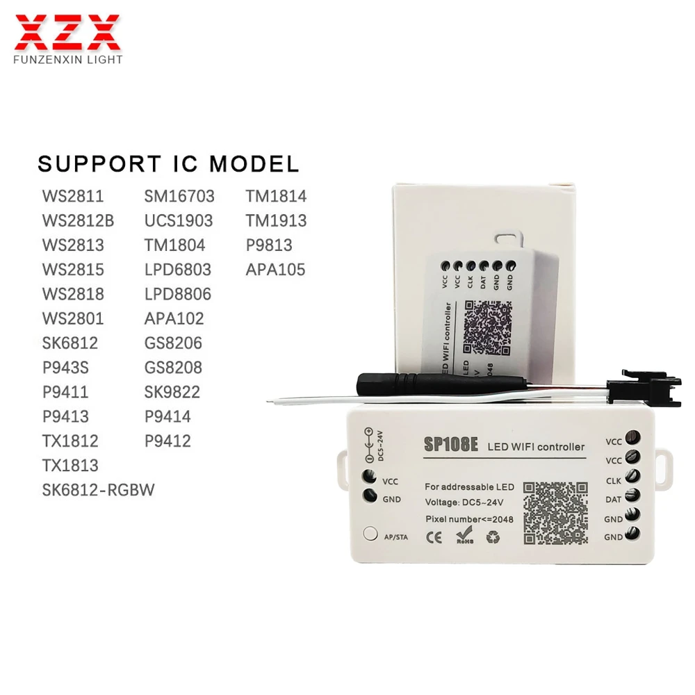 SP108E Led Strip Wifi PixeI ControIIer By Smart Phone APP For WS2811 WS2812B WS2813 SK9822 APA102 Led Light DC5-24V
SP108E Led Strip Wifi PixeI ControIIer By Smart Phone APP For WS2811 WS2812B WS2813 SK9822 APA102 Led Light DC5-24V