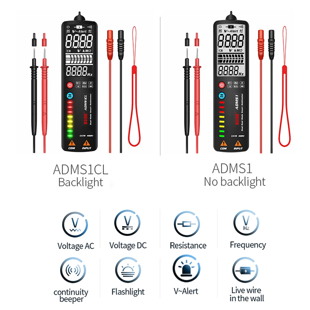 BSIDE Smart Digital Multimeter LCD/EBTN Display Conceale AC DC Measurement NCV Wire Tester Voltmeter Voltage Detector Resistance
BSIDE Smart Digital Multimeter LCD/EBTN Display Conceale AC DC Measurement NCV Wire Tester Voltmeter Voltage Detector Resistance