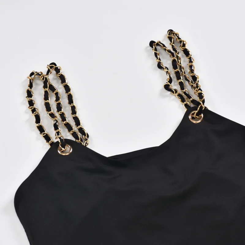 CIGGANTFUL 2021 Summer New Sexy Metallic Sling Chain Wrapped Chest Romper Black One Pliece Shorts Jumpsuit Women Streetwear
CIGGANTFUL 2021 Summer New Sexy Metallic Sling Chain Wrapped Chest Romper Black One Pliece Shorts Jumpsuit Women Streetwear