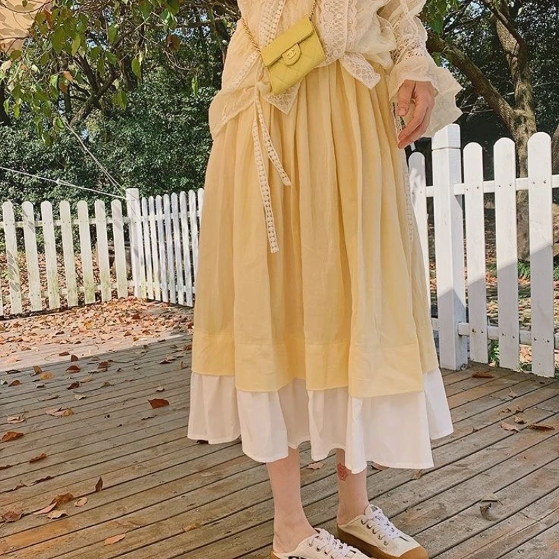 Women Sets Summer Square Collar Shirt Patchwork Yellow Mid-calf Skirt Leisure Sweet Girls Elegant Harajuku Chic Simple Ins New
Women Sets Summer Square Collar Shirt Patchwork Yellow Mid-calf Skirt Leisure Sweet Girls Elegant Harajuku Chic Simple Ins New