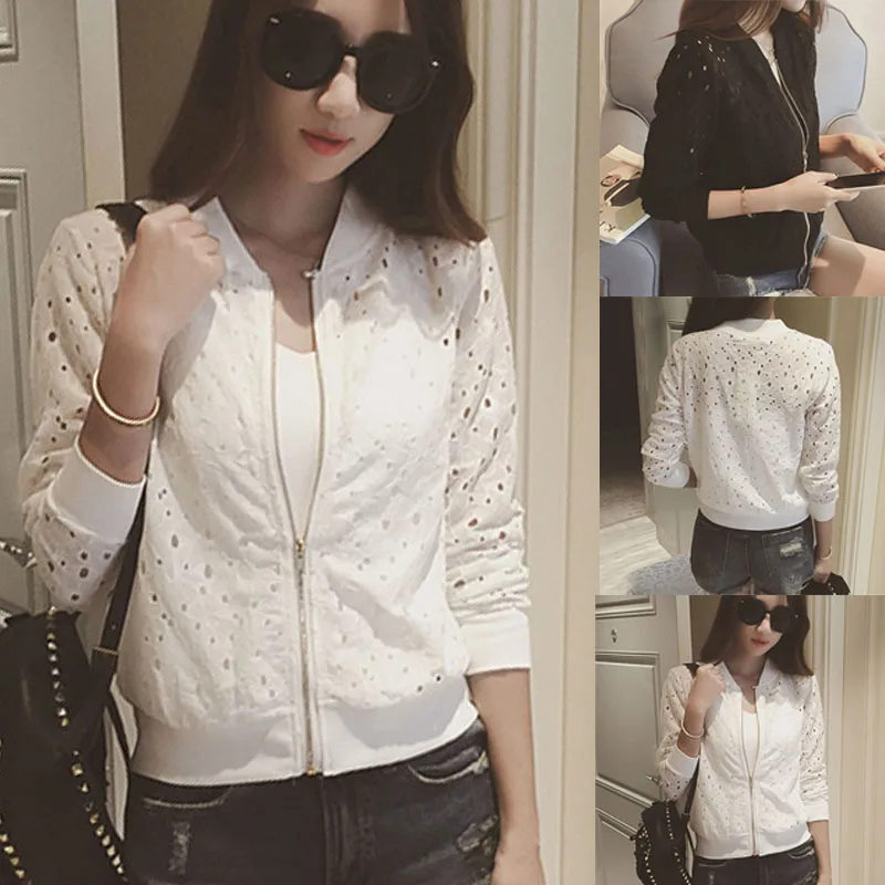 Fashion Women Bomber Jacket Long Sleeve Lace Sunscreen Shirt Short Summer Thin Coat Casual Baseball Coat
Fashion Women Bomber Jacket Long Sleeve Lace Sunscreen Shirt Short Summer Thin Coat Casual Baseball Coat