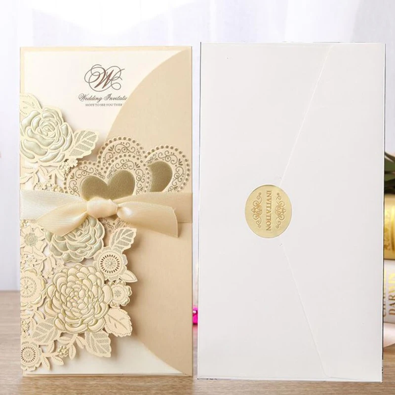 50pcs/lot Gold White Laser Cut Wedding Invitations Card Rose Love Heart Greeting Cards for Wedding & Engagement Party Supplies 
50pcs/lot Gold White Laser Cut Wedding Invitations Card Rose Love Heart Greeting Cards for Wedding & Engagement Party Supplies