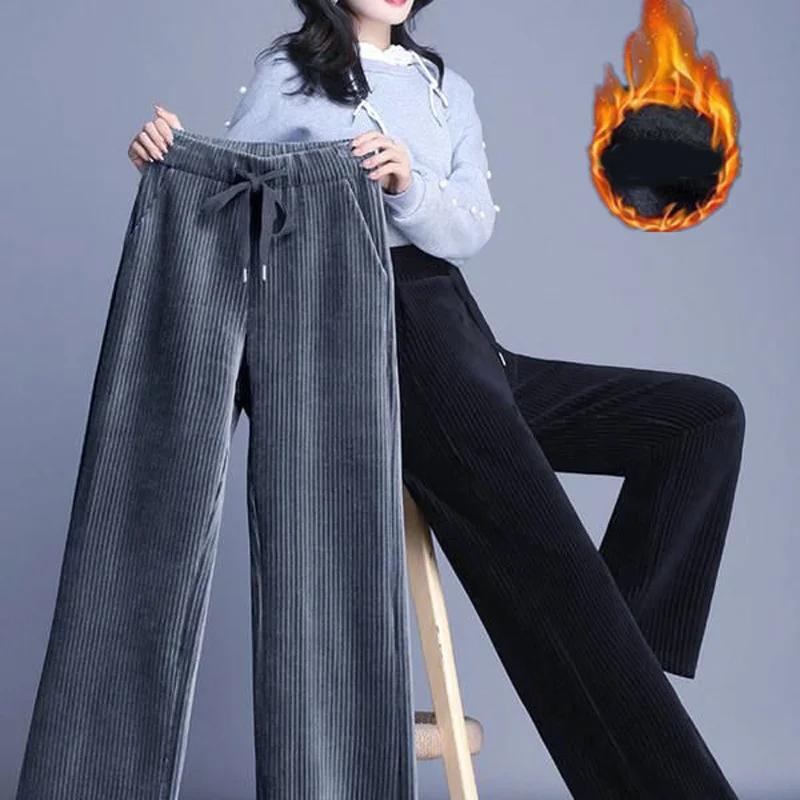 HKCP Straight Solid Pants Casual Fashion High Waist Plus Office Lady Loose Elastic Waist Corduroy Full Length Winter 2020 New
HKCP Straight Solid Pants Casual Fashion High Waist Plus Office Lady Loose Elastic Waist Corduroy Full Length Winter 2020 New