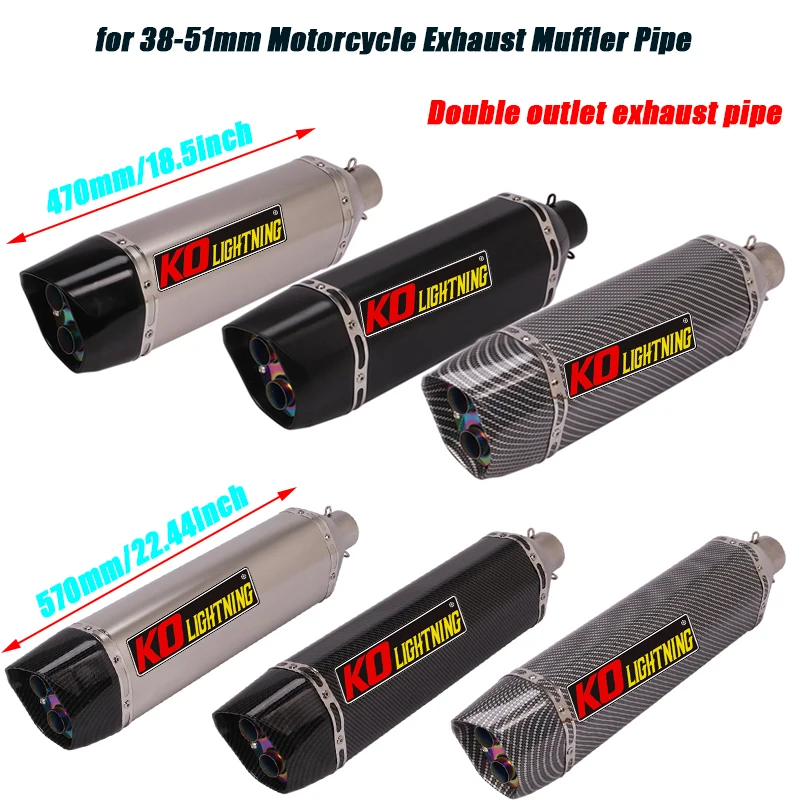 570MM 470MM Muffler Tip Tubes Silencer System for 38-51mm Tail Exhaust Double outlet Pipe Removable DB Killer Motorcycle
570MM 470MM Muffler Tip Tubes Silencer System for 38-51mm Tail Exhaust Double outlet Pipe Removable DB Killer Motorcycle