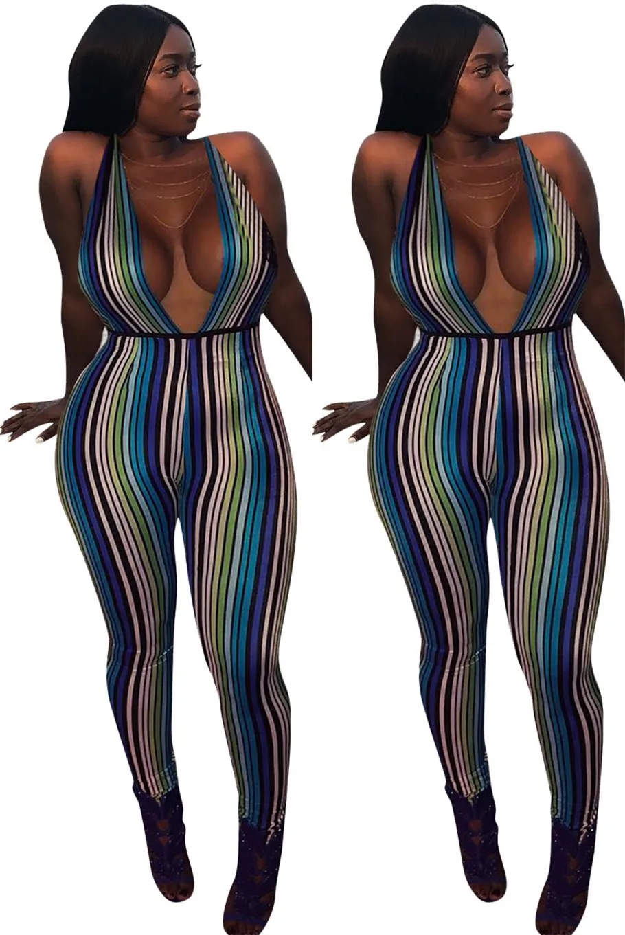 Vertical Striped Fashion Casual Women Sleeveless Deep V Neck Elegant Party Slim Fit Vest Jumpsuit
Vertical Striped Fashion Casual Women Sleeveless Deep V Neck Elegant Party Slim Fit Vest Jumpsuit