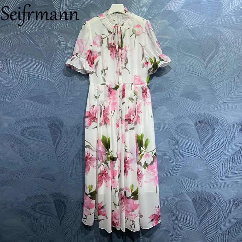 Seifrmann New 2021 Summer Women Fashion Designer Party Long Dress Flare Sleeve Ruffles Single Breasted Floral Printed Dresses
Seifrmann New 2021 Summer Women Fashion Designer Party Long Dress Flare Sleeve Ruffles Single Breasted Floral Printed Dresses
