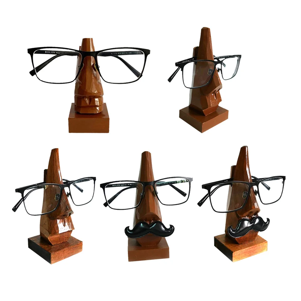 

16.5*8*7cm Handmade Sunglasses Frame Storage Rack Wooden Carved Nose Sculpture Ornament Glasses Frame Holder Spectacle Stand