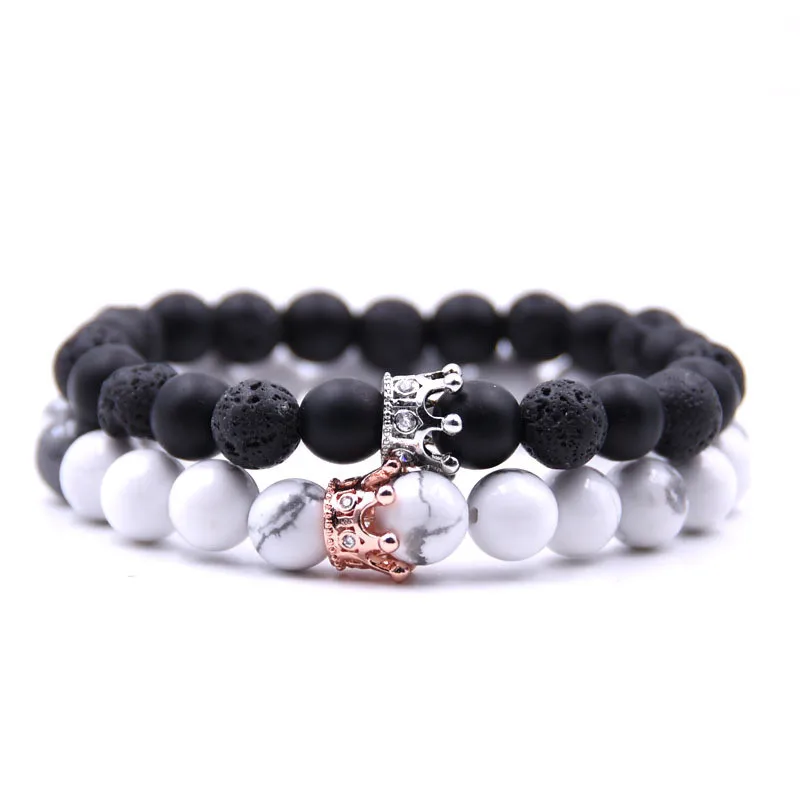 2021 Fashion Natural Stone Beads Yoga Bracelets Crown volcanic stone white turquoise Couple Bracelet Friendship Jewelry
2021 Fashion Natural Stone Beads Yoga Bracelets Crown volcanic stone white turquoise Couple Bracelet Friendship Jewelry