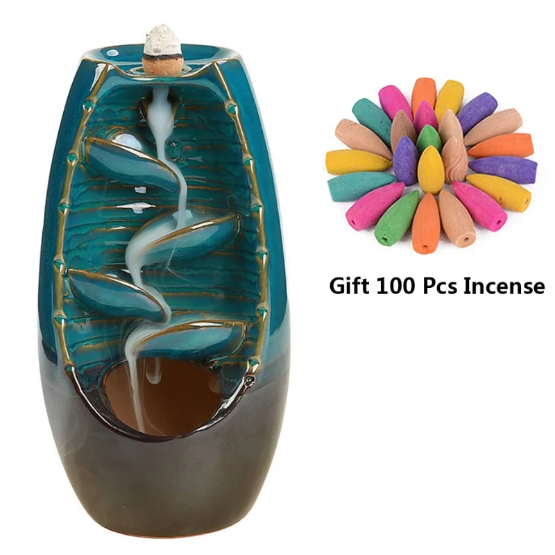 Ceramic Backflow Incense Holder Waterfall Incense Burner with 100 Backflow Incense Cones Aromatherapy Ornament Home Decor Blue
Ceramic Backflow Incense Holder Waterfall Incense Burner with 100 Backflow Incense Cones Aromatherapy Ornament Home Decor Blue