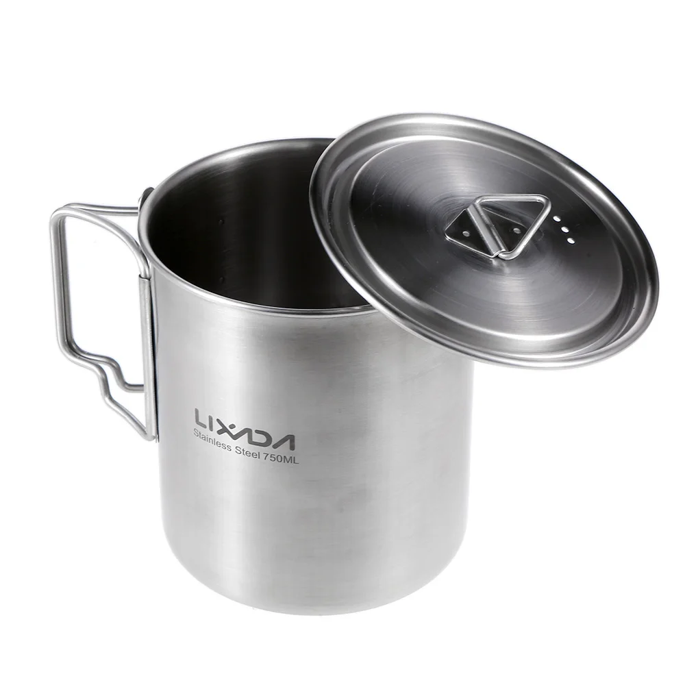 Lixada 750ml Cup Outdoor Stainless Steel Water Cup Mug with Foldable Handles and Lid for Camping Hiking Backpacking
Lixada 750ml Cup Outdoor Stainless Steel Water Cup Mug with Foldable Handles and Lid for Camping Hiking Backpacking