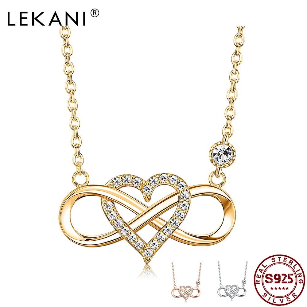 LEKANI Express Infinite Love Lovers Necklace For Women Inlay Cubic Zircon Real 925 Sterling Silver Pendent Necklace Fine Jewelry
LEKANI Express Infinite Love Lovers Necklace For Women Inlay Cubic Zircon Real 925 Sterling Silver Pendent Necklace Fine Jewelry