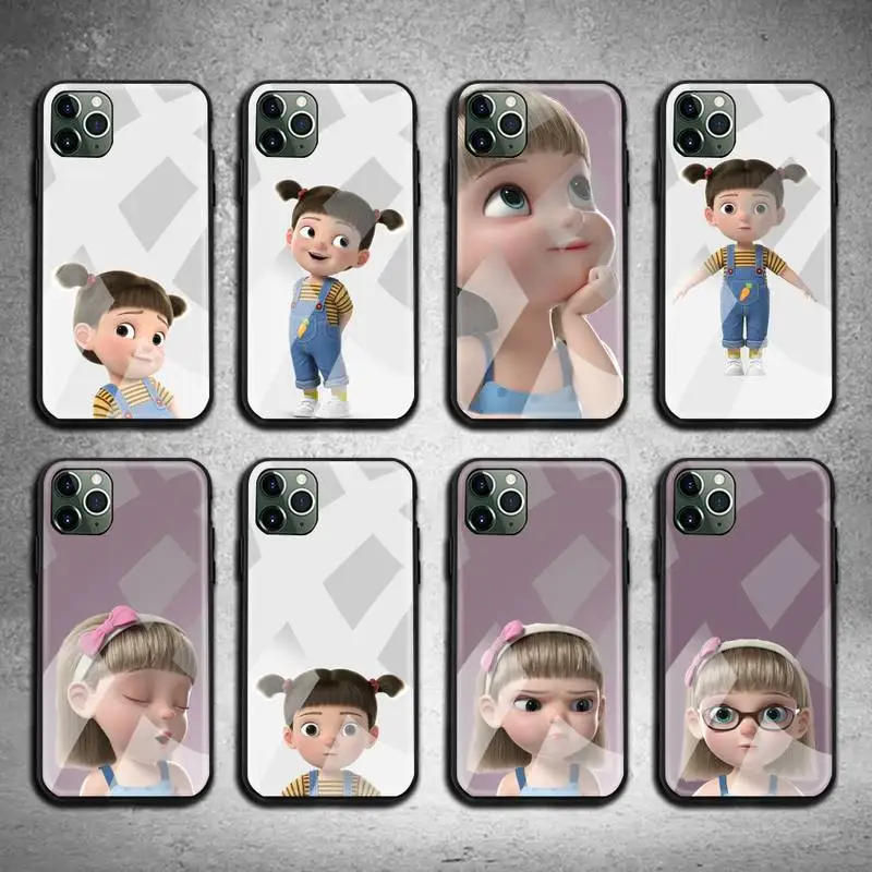 Чехол для телефона с мультяшной девушкой закаленное стекло iPhone 12 pro max mini 11 Pro XR XS MAX