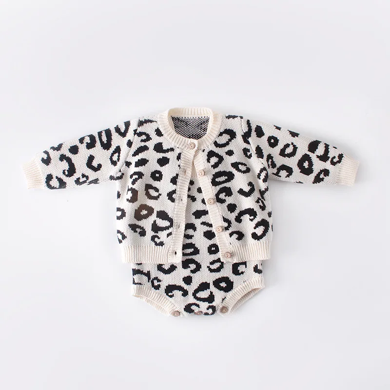 Toddler Baby Girls Leopard Knitted Sweater Rompers Jackets Outfits 2pcs Sets Spring Autumn Cute Children Baby Clothes
Toddler Baby Girls Leopard Knitted Sweater Rompers Jackets Outfits 2pcs Sets Spring Autumn Cute Children Baby Clothes