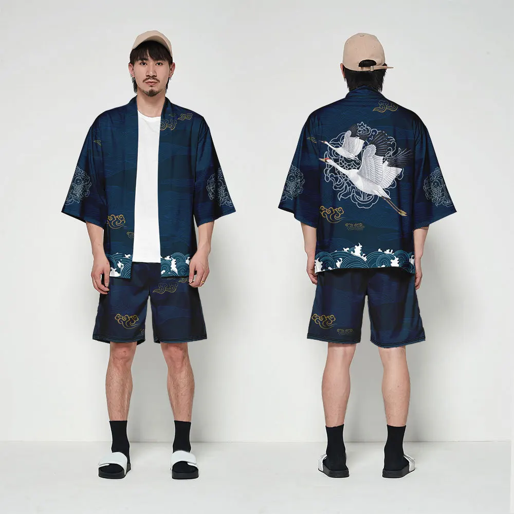 Crane Wave Printed Kimono Couple Women Men Japanese Traditional Casual Loose Cardigan And Shorts Set Asian Clothes Harajuku
Crane Wave Printed Kimono Couple Women Men Japanese Traditional Casual Loose Cardigan And Shorts Set Asian Clothes Harajuku