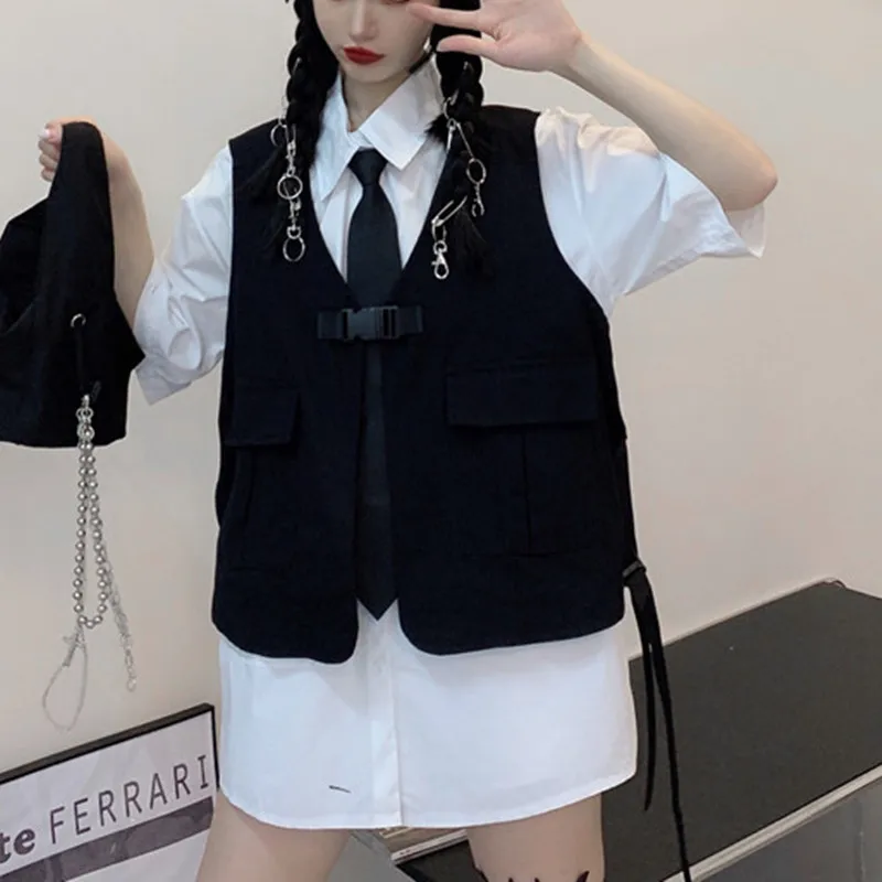 2021 Spring Autumn Dark Tooling Vest Long Sleeve Removable Designal Loose Shirt Trendy Women Shirt
2021 Spring Autumn Dark Tooling Vest Long Sleeve Removable Designal Loose Shirt Trendy Women Shirt