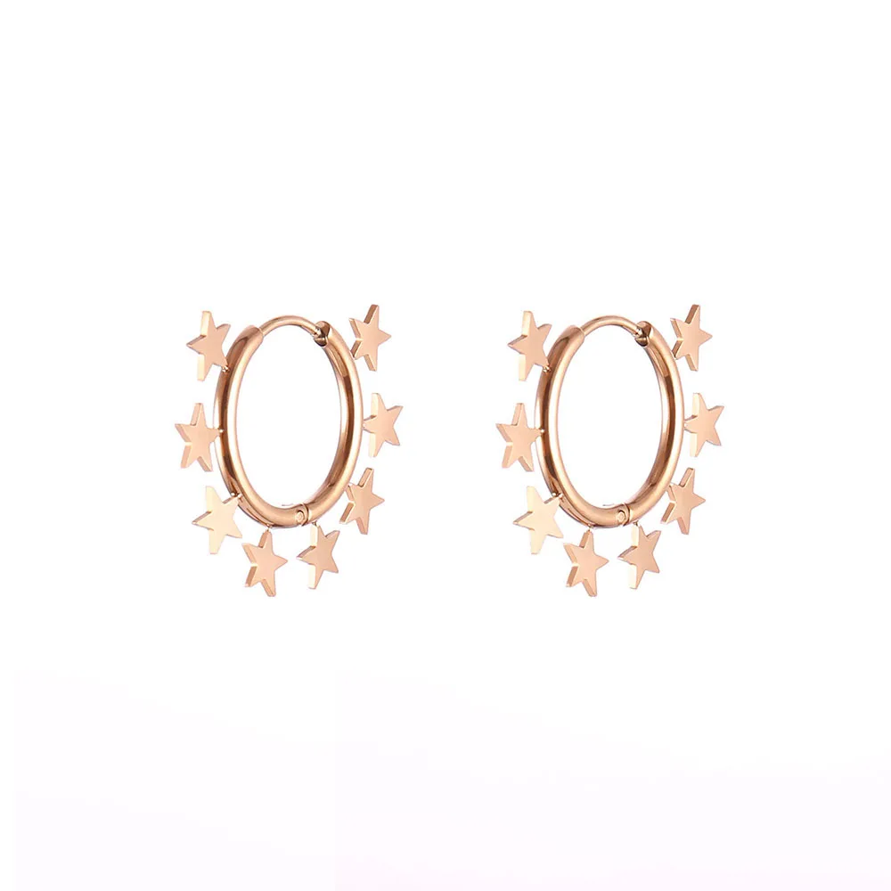 Women's Stainless Steel Earrings Hip hop Multi Stars Rose Gold Color Small Hoop Earrings Fashion Jewelry Accessories 2020
Women's Stainless Steel Earrings Hip hop Multi Stars Rose Gold Color Small Hoop Earrings Fashion Jewelry Accessories 2020
