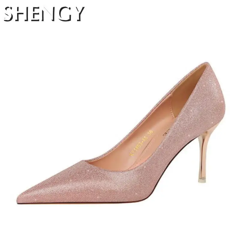 Autumn New Women's Shoes Bling Shine Pointed Toe Solid Color Ladies High Heels Shallow Slip-On Sweet Wedding Females Pumps
Autumn New Women's Shoes Bling Shine Pointed Toe Solid Color Ladies High Heels Shallow Slip-On Sweet Wedding Females Pumps