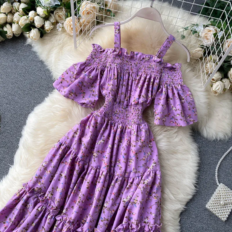Women Floral Strap Dress Summer French Flare Sleeve A-line Dress Off Shoulder Elastic Ruched Boho Print Holiday Dress
Women Floral Strap Dress Summer French Flare Sleeve A-line Dress Off Shoulder Elastic Ruched Boho Print Holiday Dress