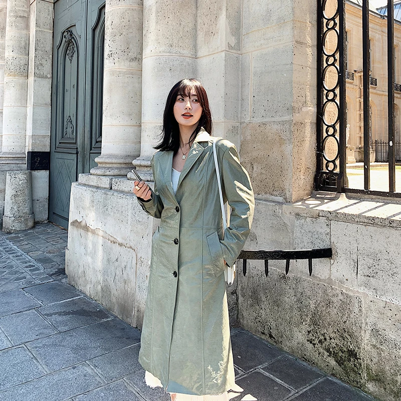 Пальто из овечьей кожи, женская уличная длинная куртка из натуральной кожи, ветровка в Корейском стиле на осень, 19112
Пальто из овечьей кожи, женская уличная длинная куртка из натуральной кожи, ветровка в Корейском стиле на осень, 19112