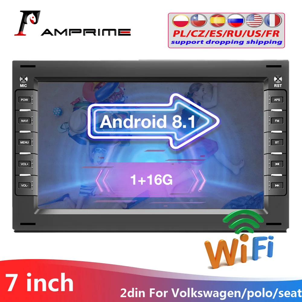 Автомобильный мультимедийный плеер AMPrime стерео система на Android с 7 "GPS Wi Fi для