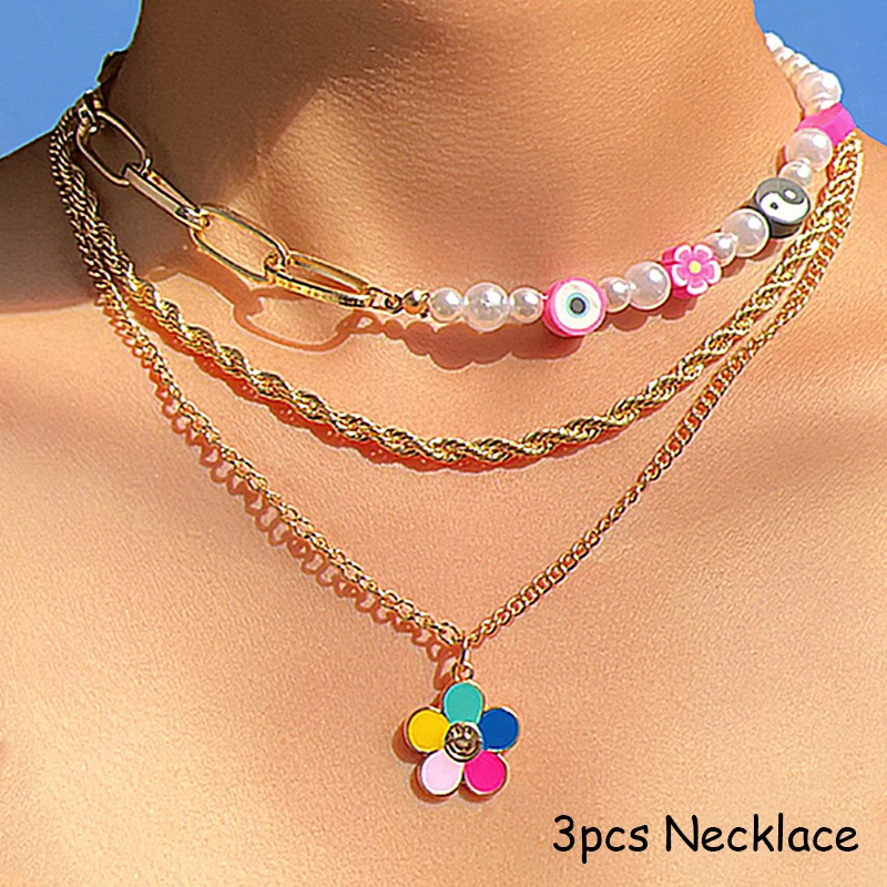 New Fashion 3pcs Flower Smiley Evil Eye Pendant Necklace for Women Egirl Aesthetic Pearl Y2K Necklace 2000s Accessories Party
New Fashion 3pcs Flower Smiley Evil Eye Pendant Necklace for Women Egirl Aesthetic Pearl Y2K Necklace 2000s Accessories Party