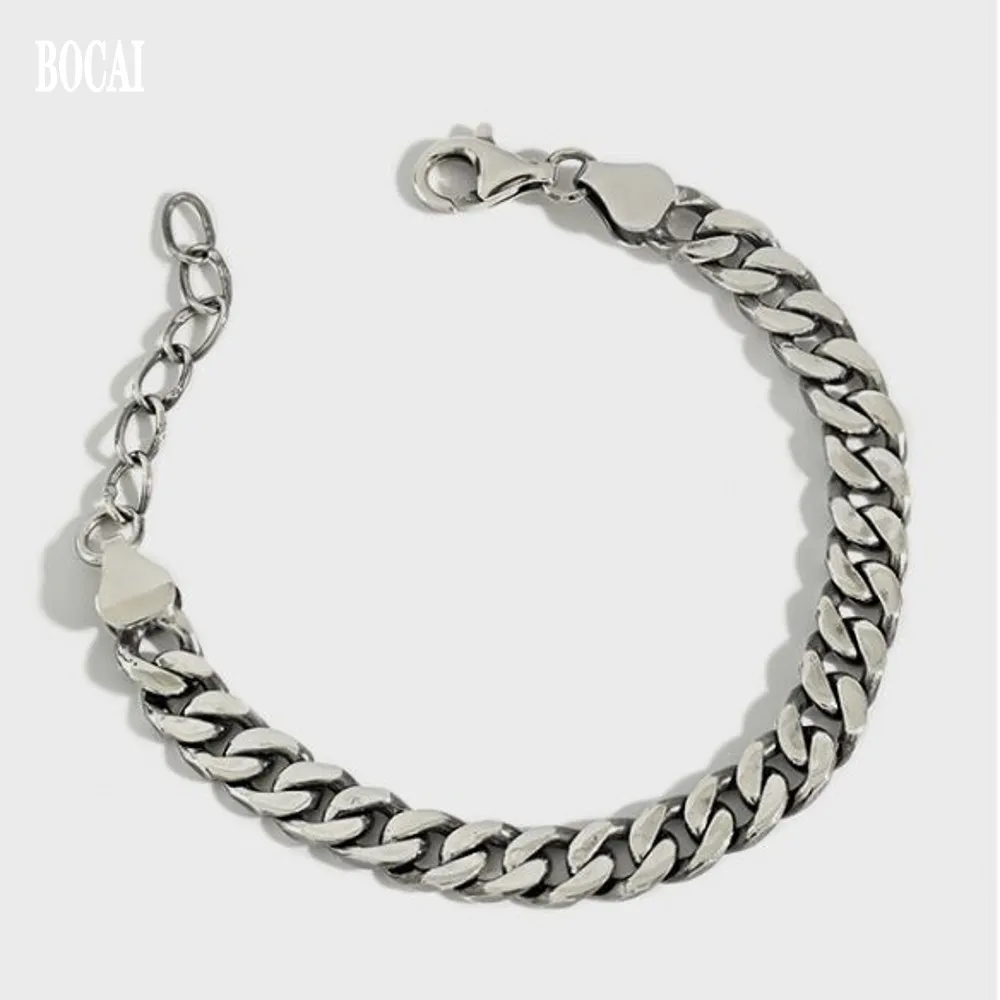 New real S925 sterling silver jewelry fashion flat chain distressed heavy exaggerated personality men's and women's bracele
New real S925 sterling silver jewelry fashion flat chain distressed heavy exaggerated personality men's and women's bracele