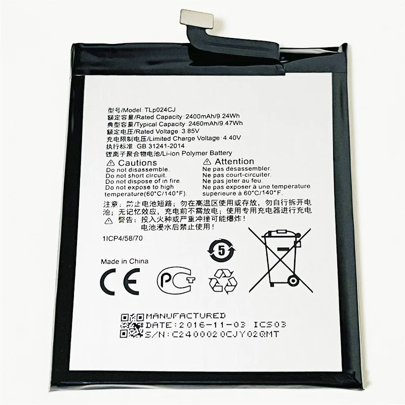 3 85 V 2460mAh TLp024CJ для Alcatel One Touch Shine Lite 5080D 5080X 5080A 5080Q 5080F 5080U TCL 5080 TLp024C1 TLp024C2