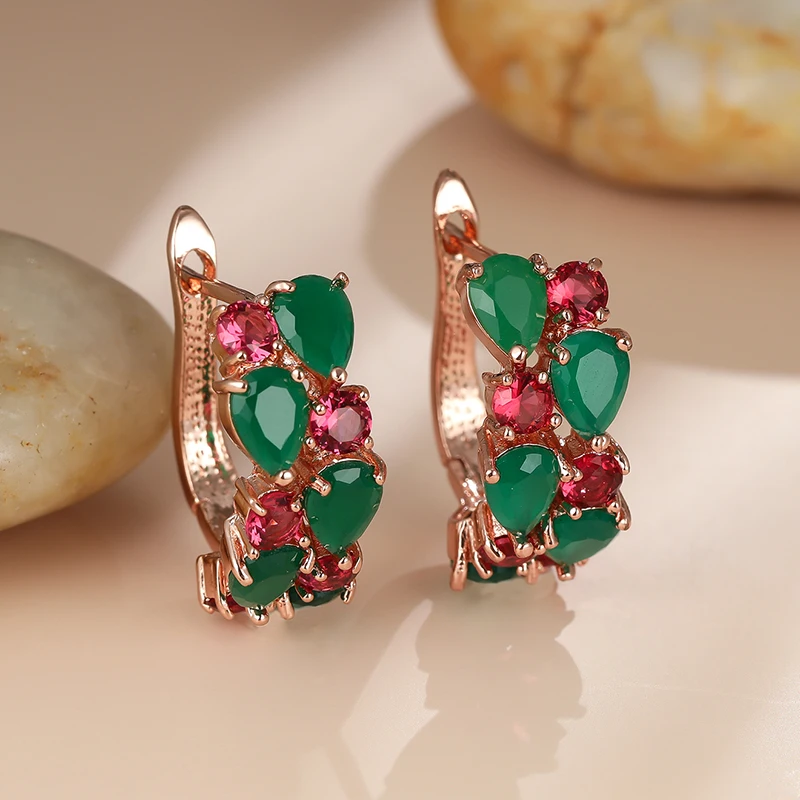 Rose Gold Green Zircon Earrings for Women Creative Charming OL Stud Earrings Girls' Ear Buckle Ear Clip Party Birthday Jewelry 
Rose Gold Green Zircon Earrings for Women Creative Charming OL Stud Earrings Girls' Ear Buckle Ear Clip Party Birthday Jewelry