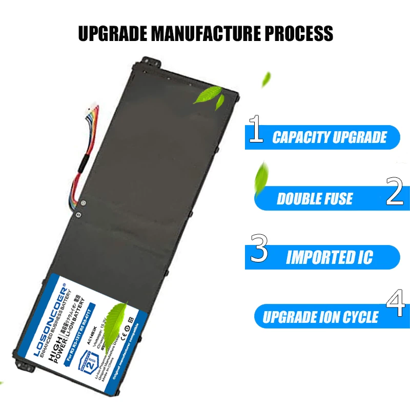 Аккумулятор LOSONCOER 4200 мАч AC14B3K для ноутбука Acer Aspire R3 R3-131T R5 R5-471T R5-571T ES1-572 15 2 V 48 9 WH |