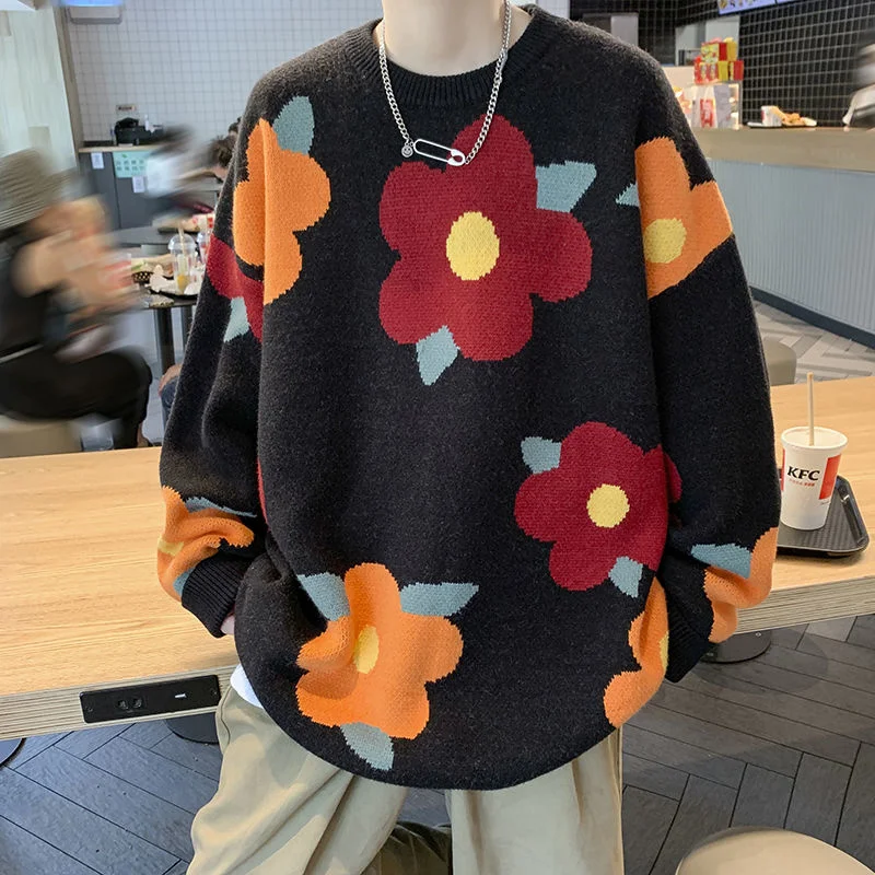 Мужской свитер с цветами на осень/зиму, теплый Модный повседневный вязаный пуловер, мужской Корейский свободный свитер с длинными рукавами,... 
Мужской свитер с цветами на осень/зиму, теплый Модный повседневный вязаный пуловер, мужской Корейский свободный свитер с длинными рукавами,...