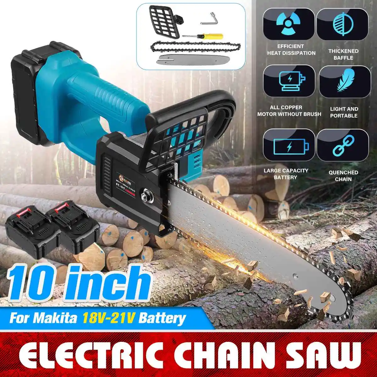 Электрическая цепная пила Drillpro 10 дюймов, беспроводной садовый инструмент для обрезки дерева, деревообработки
Электрическая цепная пила Drillpro 10 дюймов, беспроводной садовый инструмент для обрезки дерева, деревообработки