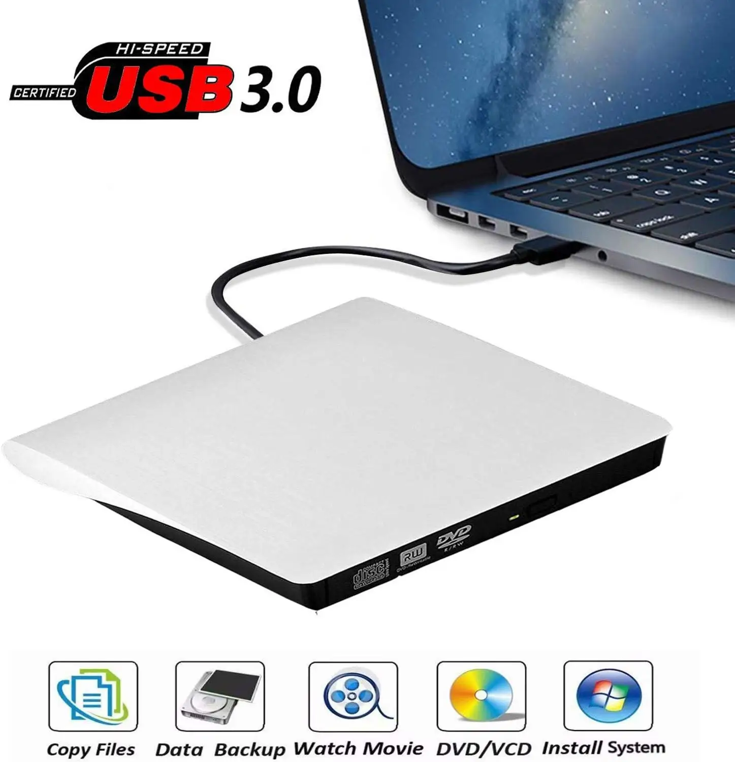 Внешний DVD-привод USB 3,0 и USB-C, портативный CD DVD RW привод/запись, оптический проигрыватель, совместимый с Windows 10, ноутбуком Mac
Внешний DVD-привод USB 3,0 и USB-C, портативный CD DVD RW привод/запись, оптический проигрыватель, совместимый с Windows 10, ноутбуком Mac