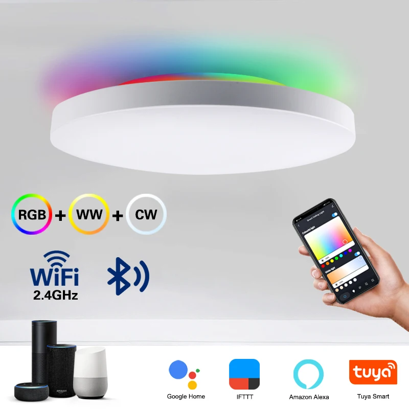 LED Smart Ceiling Light Indoor Light RGB Warm White Cold White Changeable 48W 220V WiFi Tuya Bluetooth Voice Control
LED Smart Ceiling Light Indoor Light RGB Warm White Cold White Changeable 48W 220V WiFi Tuya Bluetooth Voice Control