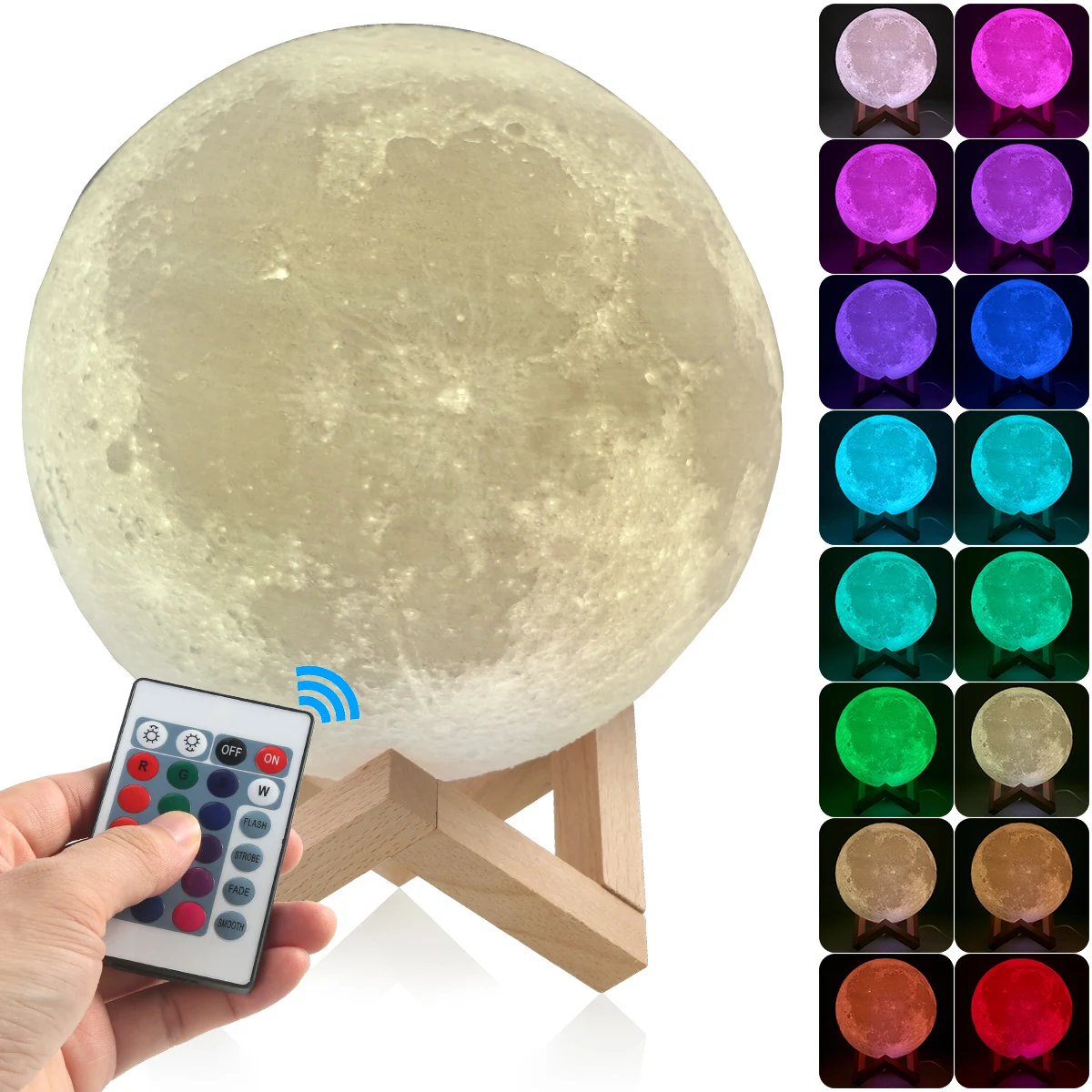 16 Colors Dimmable Lamp USB Recharge With Wood Stand Remote Controller For Baby Room Party 
16 Colors Dimmable Lamp USB Recharge With Wood Stand Remote Controller For Baby Room Party