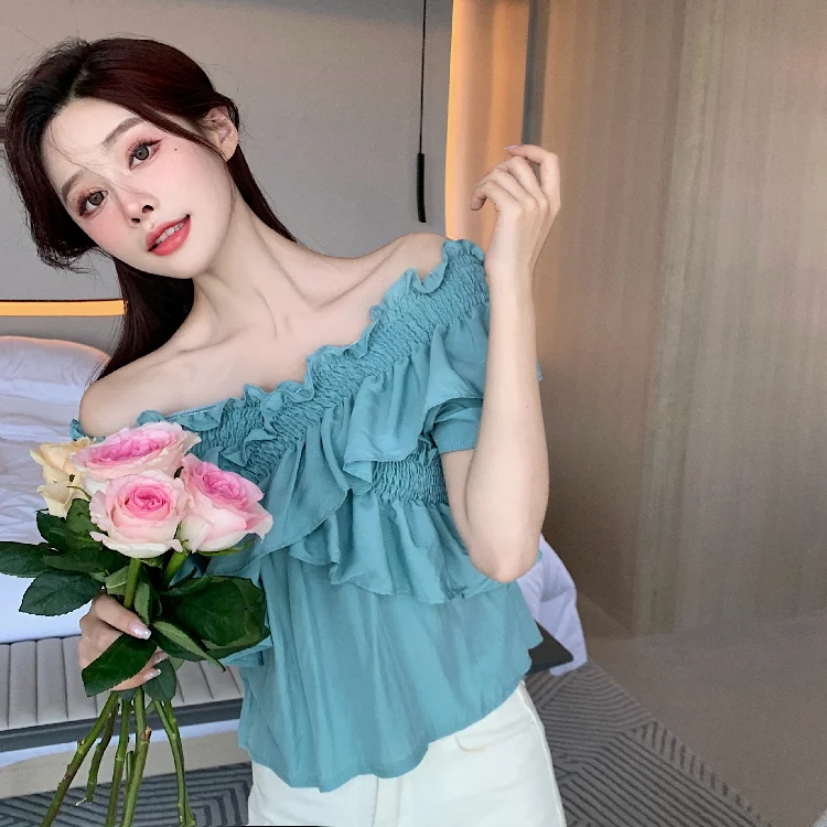 Summer Chiffon Shirt Short-Sleeved Women's Clothing 2021 New Design Sense V-Neck Office Lady Ruffles Solid Color Top Short Shirt
Summer Chiffon Shirt Short-Sleeved Women's Clothing 2021 New Design Sense V-Neck Office Lady Ruffles Solid Color Top Short Shirt