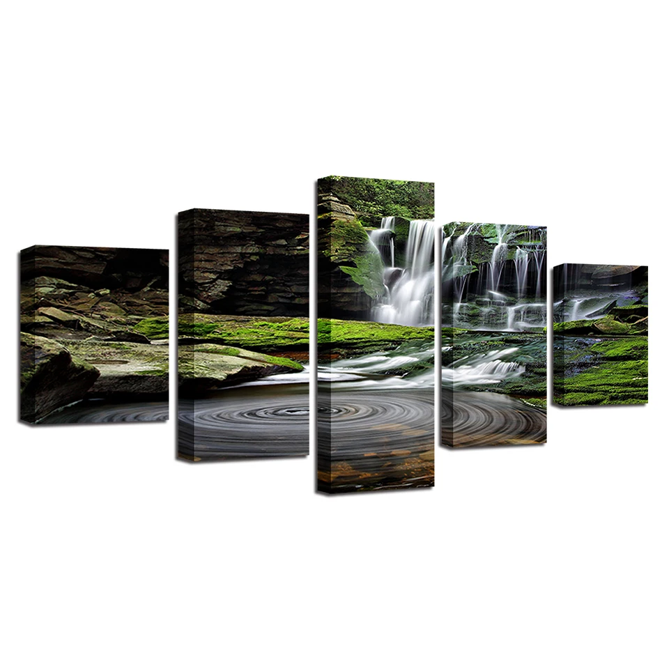 Printing Decor For Living Room Wall Art Modular Pictures 5 Pieces Beautiful Waterfall Green Tree Natural Scenery Canvas Painting
Printing Decor For Living Room Wall Art Modular Pictures 5 Pieces Beautiful Waterfall Green Tree Natural Scenery Canvas Painting