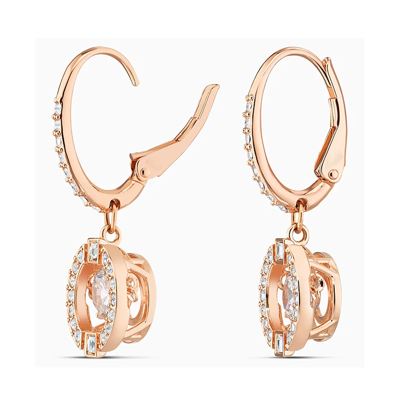 Fashion SWA New SPARKLING DANCE Pierced Earrings Rose Gold Kaleidoscope Suspended Jumping Pattern Crystal Female Romantic Gift 
Fashion SWA New SPARKLING DANCE Pierced Earrings Rose Gold Kaleidoscope Suspended Jumping Pattern Crystal Female Romantic Gift