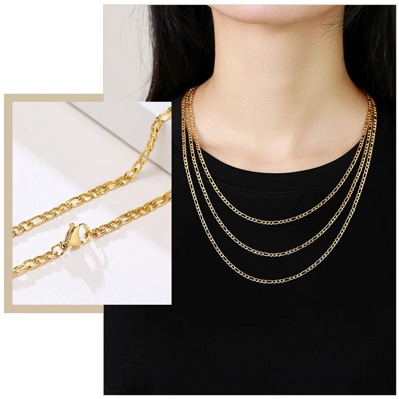 Basic Simple Figaro Chain Necklaces, Anti Allergy Stainless Steel Metal Long Collar for Women,Minimalist Chain Jewelry
Basic Simple Figaro Chain Necklaces, Anti Allergy Stainless Steel Metal Long Collar for Women,Minimalist Chain Jewelry