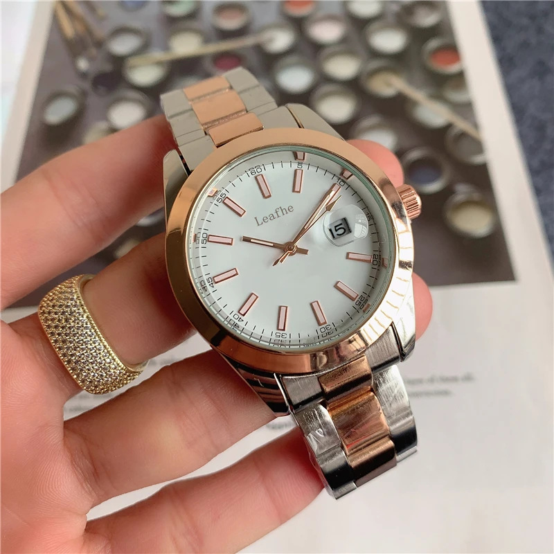 

Fashion Silver Rose Brand Watch Calendar Function Stainless Steel Material Quartz Watch Dial Diameter 40mm Montre Femme Relogio