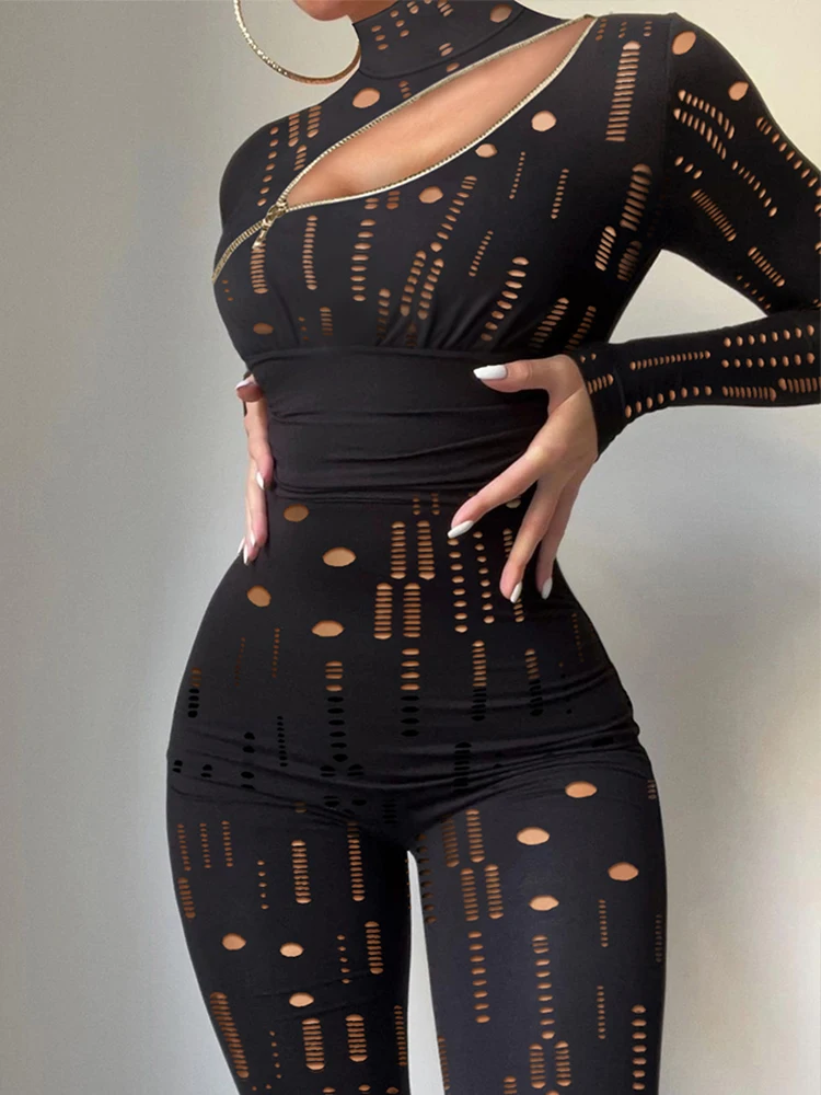 Women 2022 Sexy Hollow Zip Tight Jumpsuits Summer Solid Lace See-through Slim Bodysuits Fashion Long Sleeve Office Ladies Romper
Women 2022 Sexy Hollow Zip Tight Jumpsuits Summer Solid Lace See-through Slim Bodysuits Fashion Long Sleeve Office Ladies Romper