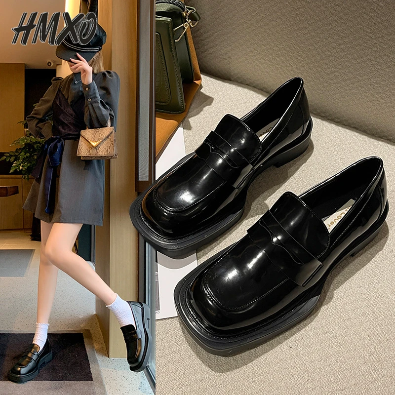 HMXO French Retro Square Toe British Style Black Beanie Shoes Platform Leather Shoes Female Jk Shoes All-match Loafers Ladies
HMXO French Retro Square Toe British Style Black Beanie Shoes Platform Leather Shoes Female Jk Shoes All-match Loafers Ladies
