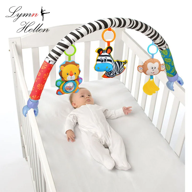 

Infant Baby Stuffed animal Crib Clip Bed Hanging Rattle Teether Stroller Plush Zebra Lion monkey Toy Squeak Early Development