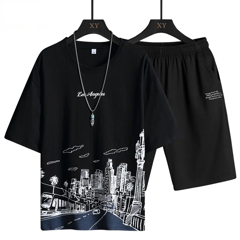 Men Casual Set 2 Piece Outfit Gym Fitness Tracksuit Men 2021 Summer New Print Tshirt+Shorts Casual Hip Hop Streetwear Sport Suit
Men Casual Set 2 Piece Outfit Gym Fitness Tracksuit Men 2021 Summer New Print Tshirt+Shorts Casual Hip Hop Streetwear Sport Suit