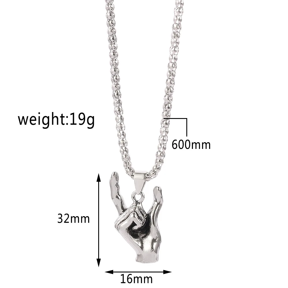 New Rock Hand Gesture Pendant Necklace Stainless Steel Punk Rock&Roll Hand Chain Necklaces Jewelry For Men Women Party Jewelry 
New Rock Hand Gesture Pendant Necklace Stainless Steel Punk Rock&Roll Hand Chain Necklaces Jewelry For Men Women Party Jewelry