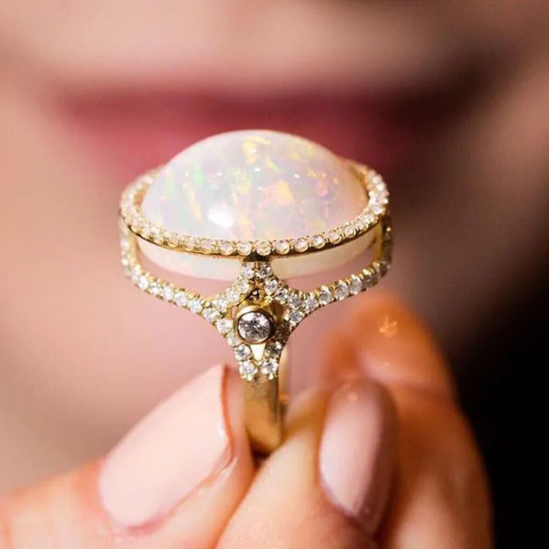Fashion Round Opal Ring with Crystals Stone Mosaic Elegant Romantic Female Cocktail Party Finger Accessories Wedding Gift
Fashion Round Opal Ring with Crystals Stone Mosaic Elegant Romantic Female Cocktail Party Finger Accessories Wedding Gift