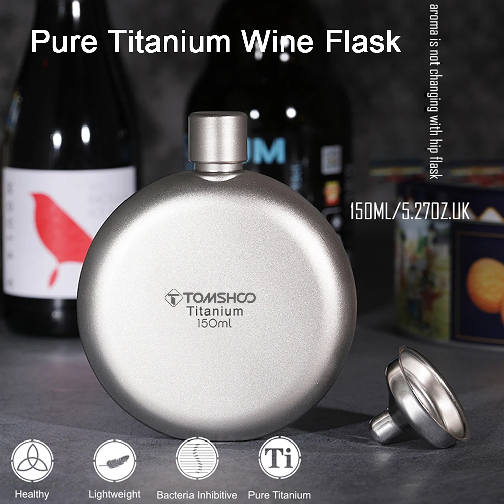 TOMSHOO 150ml Leakproof Titanium Flask Alcohol Whisky Wine Flask with Funnel Outdoor Camping Equipent Travel Picnic 
TOMSHOO 150ml Leakproof Titanium Flask Alcohol Whisky Wine Flask with Funnel Outdoor Camping Equipent Travel Picnic