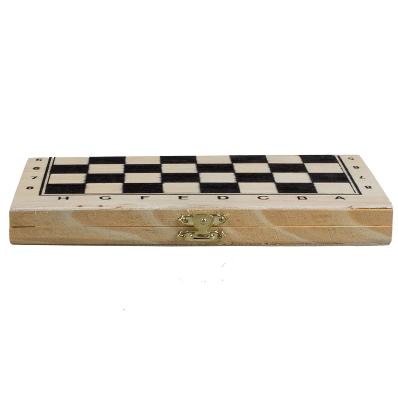 Foldable Wooden Chessboard Travel Chess Set with Lock and Hinges--Ivory Black Pieces | Игрушки и хобби