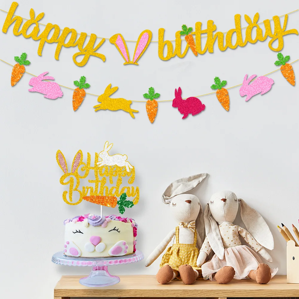 Golden Glitter Easter Birthday Banner Cake Toppers Bunny Easter Party Carrot Kids Happy Birthday Party Favor Easter Day Decor
Golden Glitter Easter Birthday Banner Cake Toppers Bunny Easter Party Carrot Kids Happy Birthday Party Favor Easter Day Decor